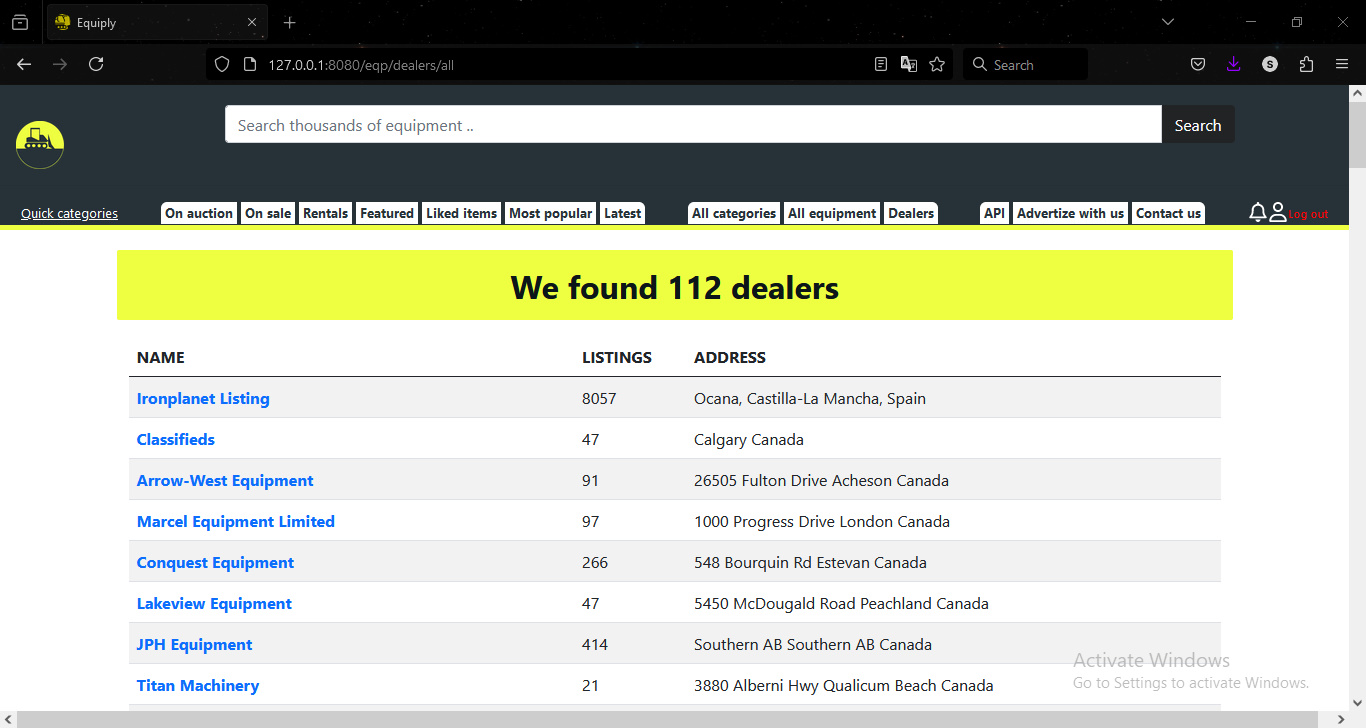 Screenshot of Equiply website